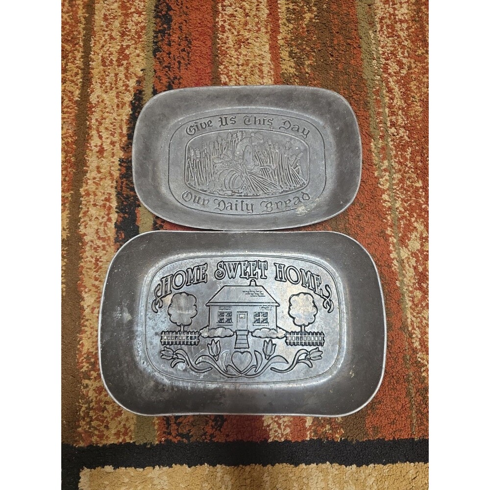 2 Wilton Armetale Serving Dish Bread Trays Pewter Decor